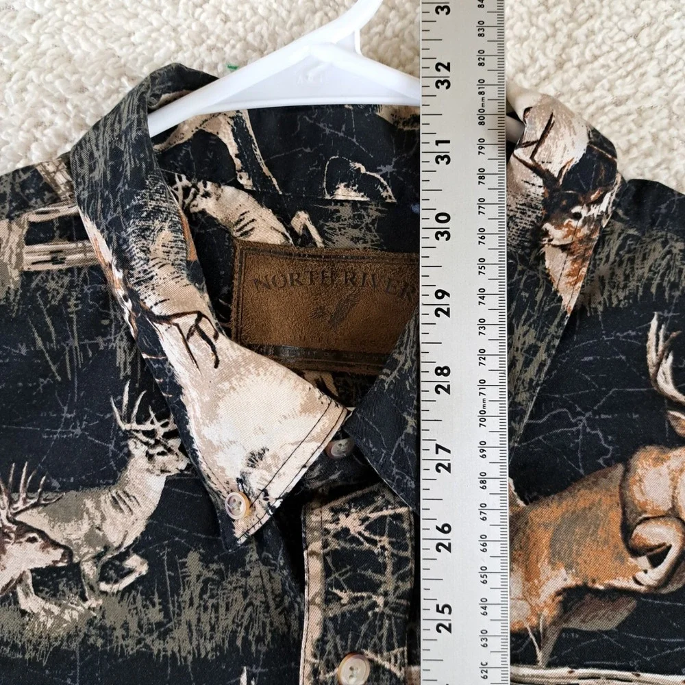 North River Button Down Shirt Mens Size XXL Deer Woodland Long Sleeve